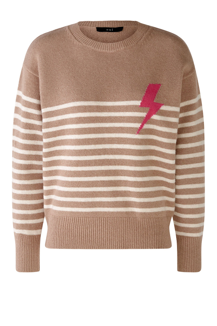 Pull rayé avec motif éclair