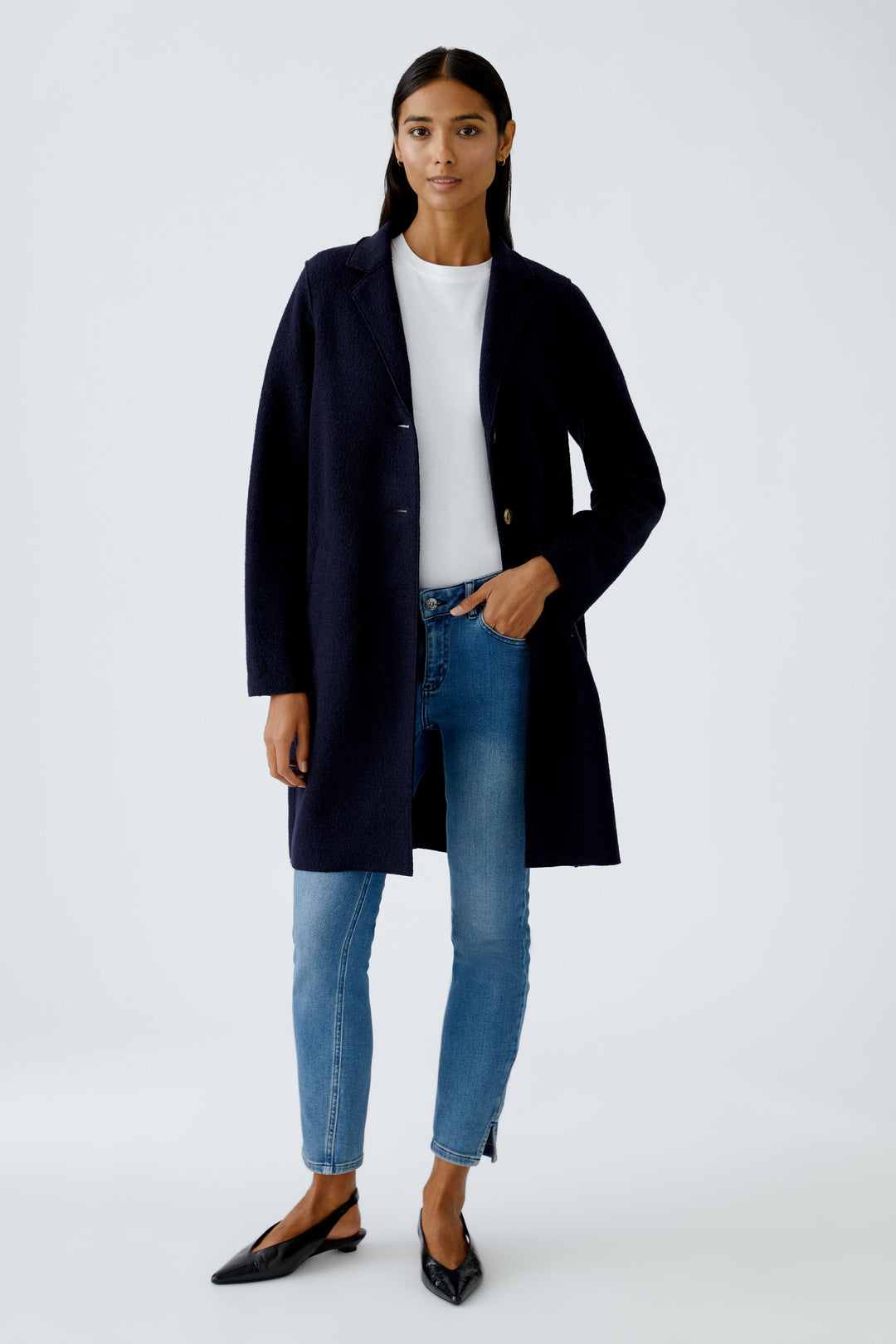 Manteau en laine bouillie Mayson - Marine