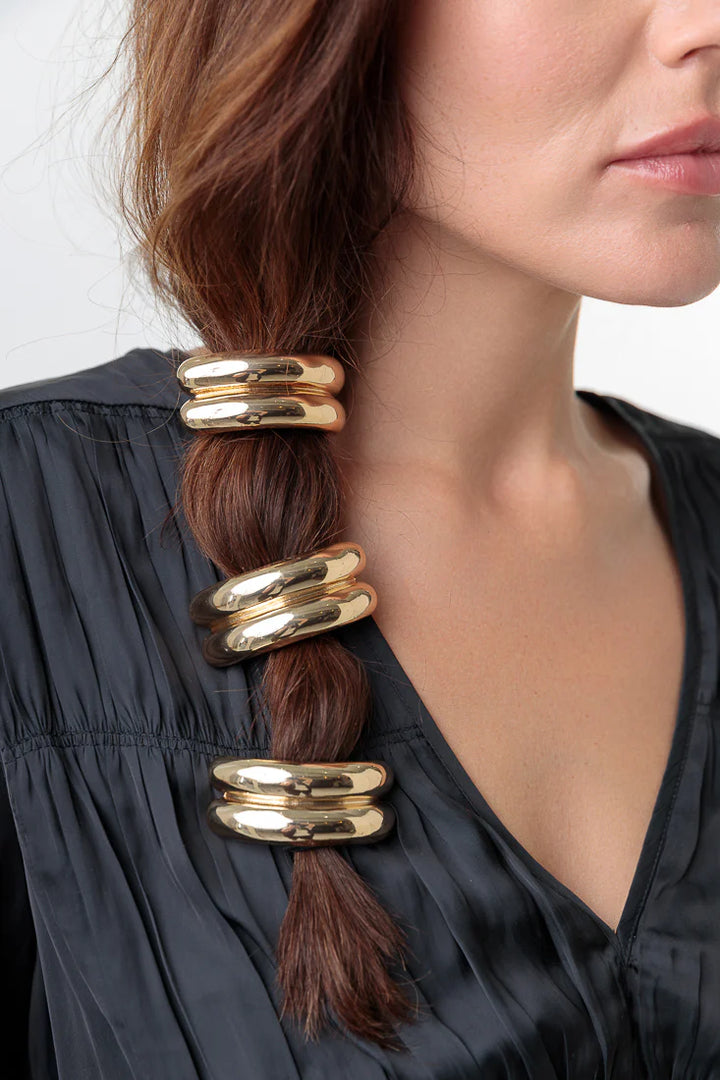 Élastique à cheveux avec bandes métalliques