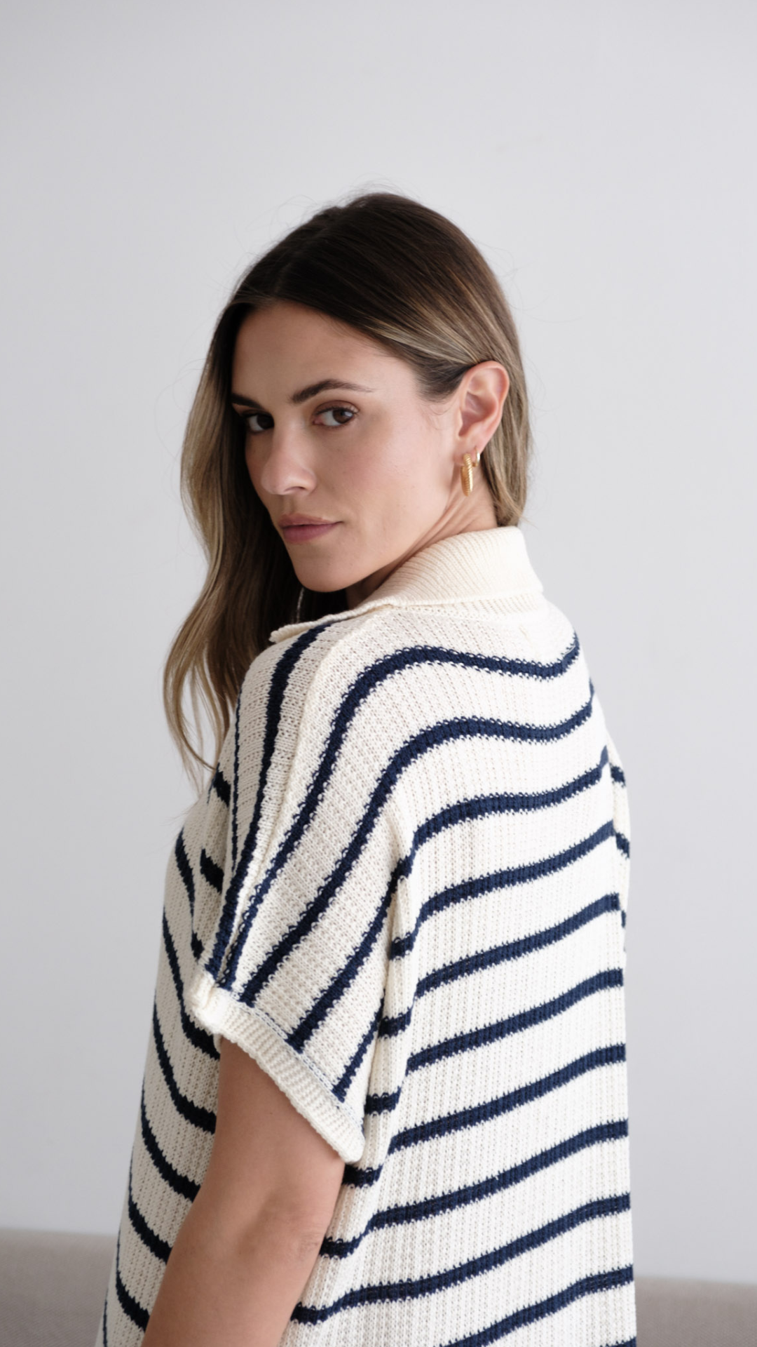 Robe midi rayé en maille texturée Erin