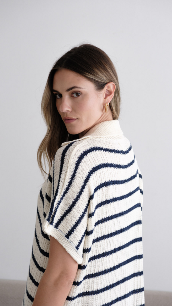 Robe midi rayé en maille texturée Erin