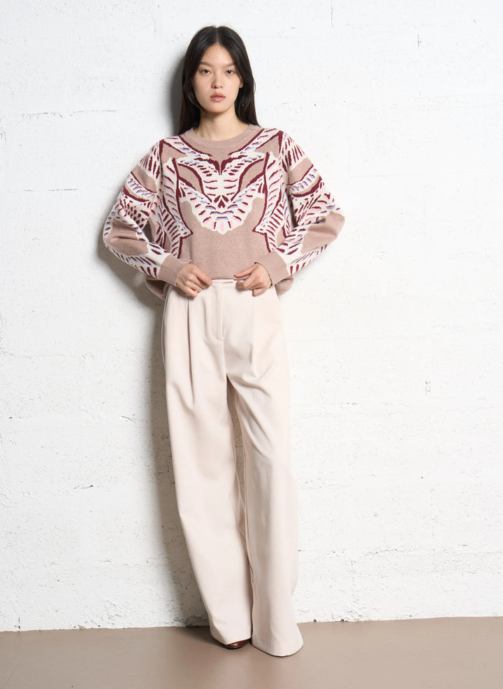 Pull en jacquard avec motif abstrait Pandori