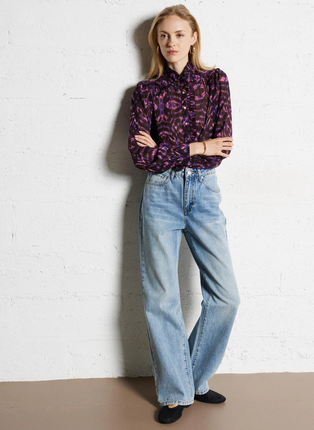 Blouse boutonnée avec imprimé ikat Lyric