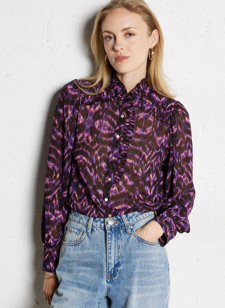 Blouse boutonnée avec imprimé ikat Lyric