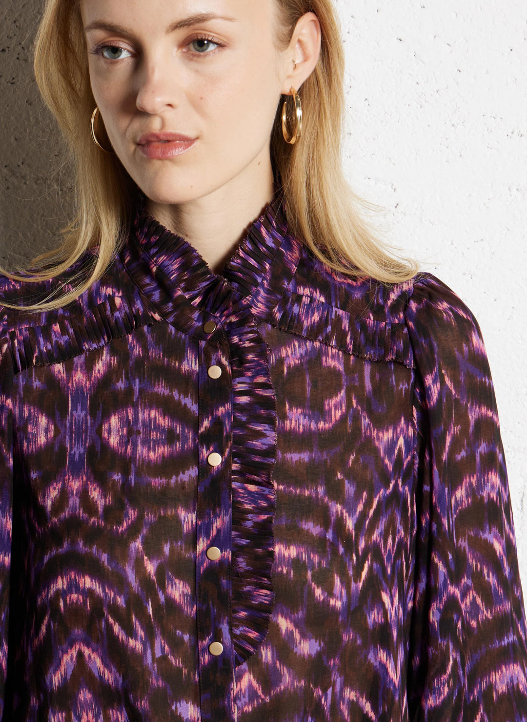 Blouse boutonnée avec imprimé ikat Lyric