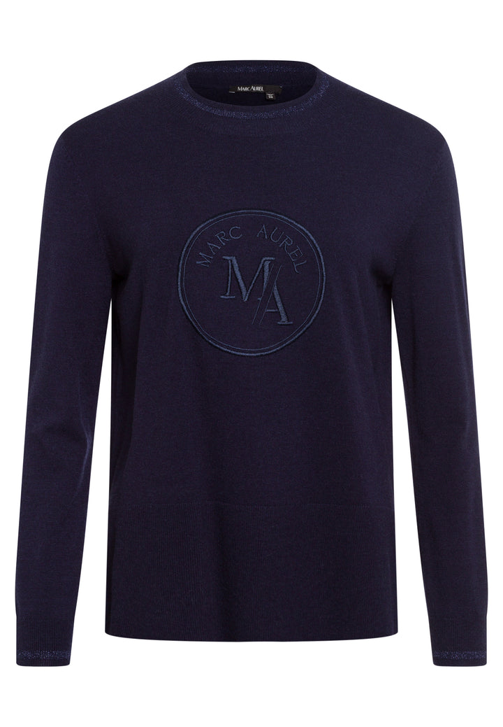 Pull avec logo brodé et bandes en lurex