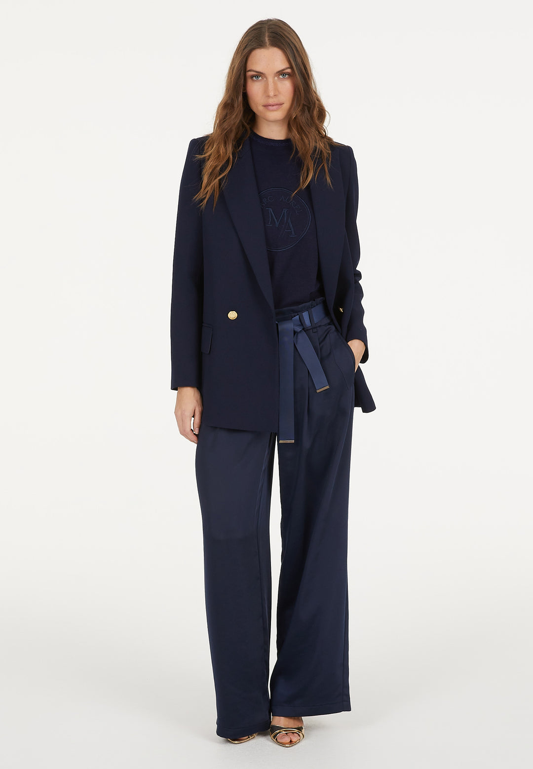 Pull avec logo brodé et bandes en lurex
