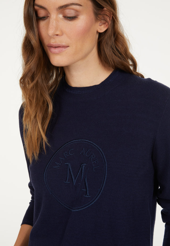 Pull avec logo brodé et bandes en lurex
