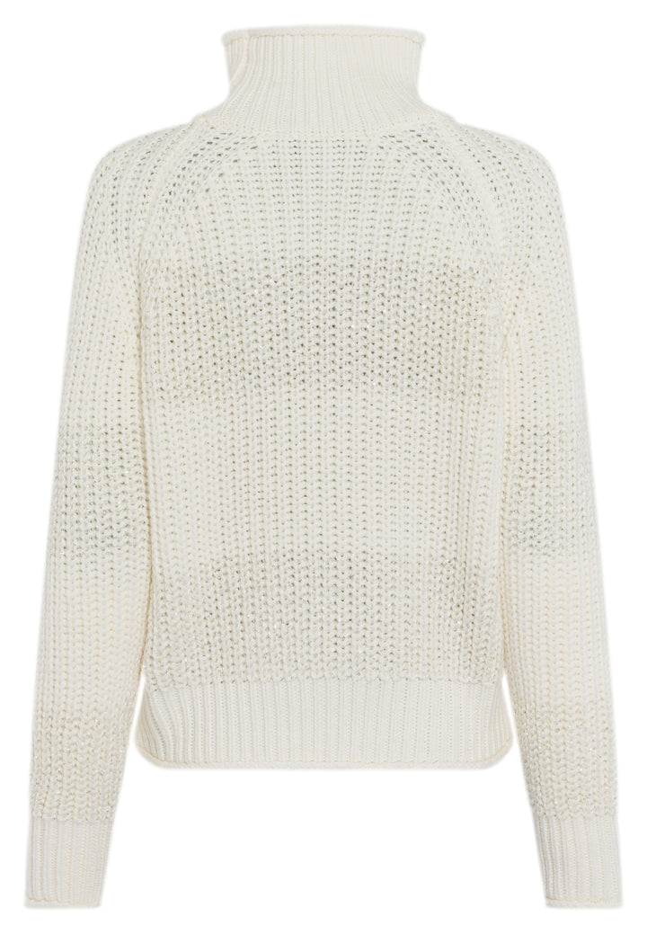 Pull côtelé avec paillettes et col montant