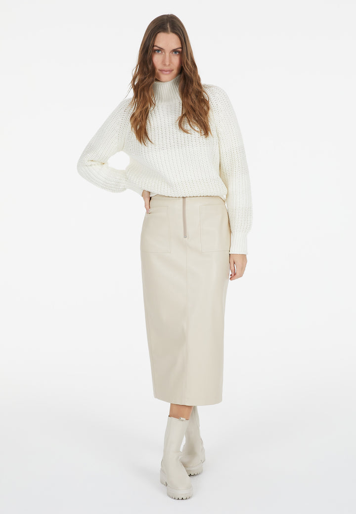 Pull côtelé avec paillettes et col montant