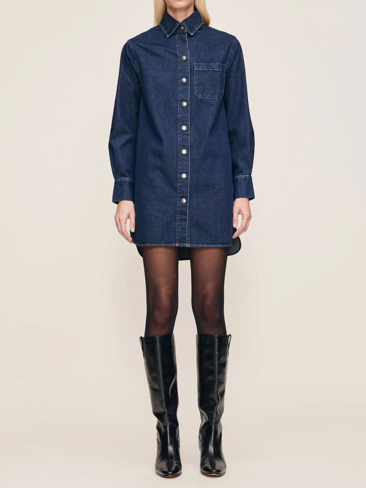 Robe chemise courte en denim Faye