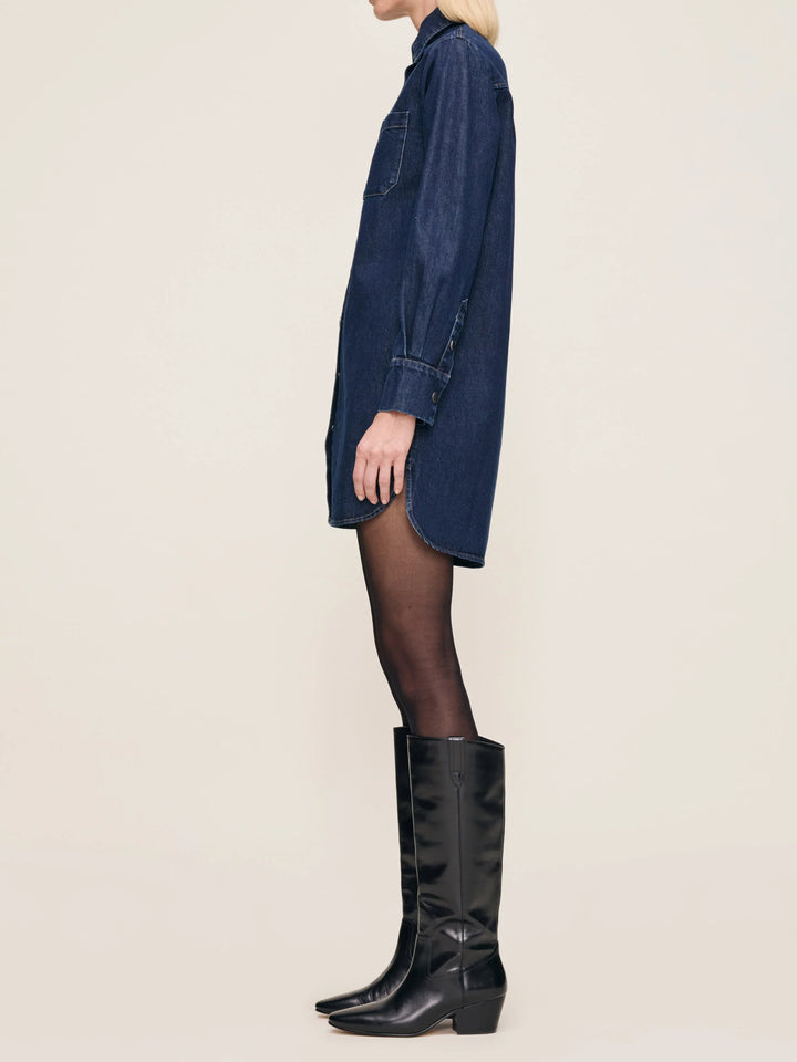 Robe chemise courte en denim Faye