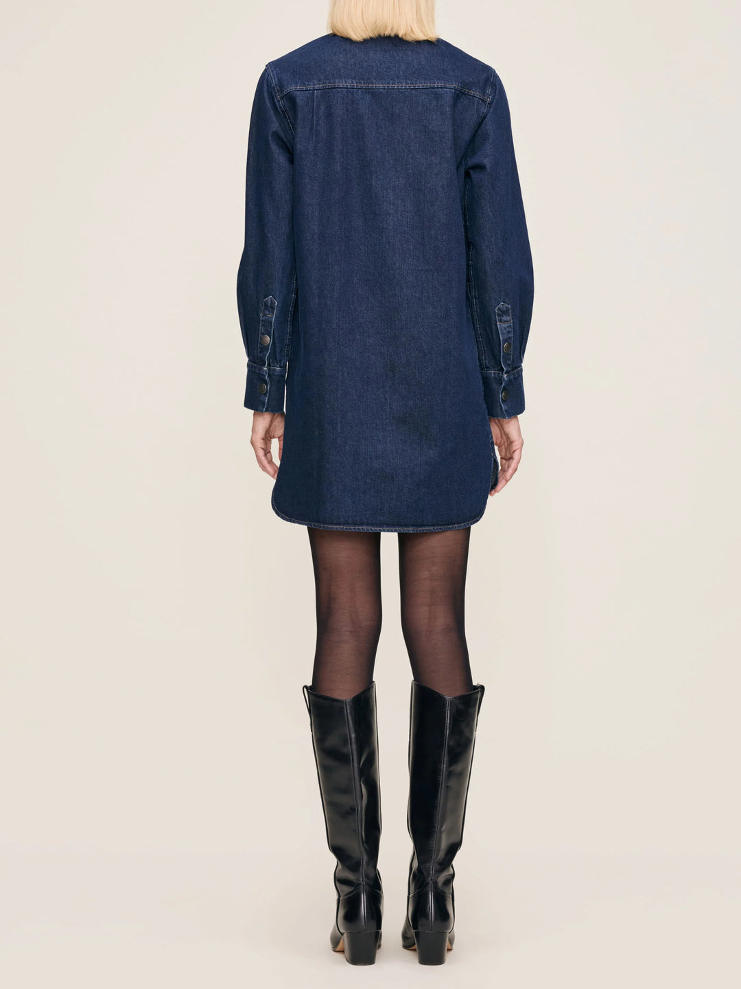 Robe chemise courte en denim Faye