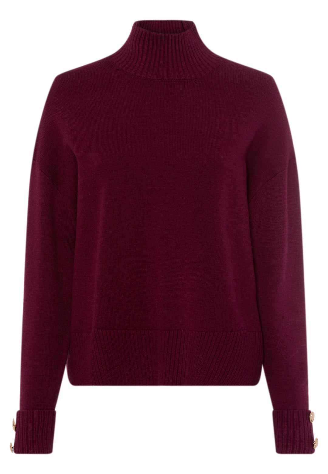 Pull avec boutons aux poignets et col montant