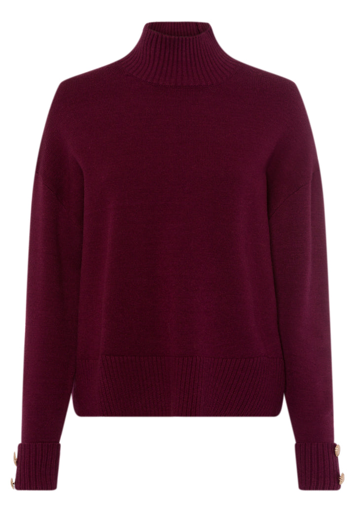 Pull avec boutons aux poignets et col montant