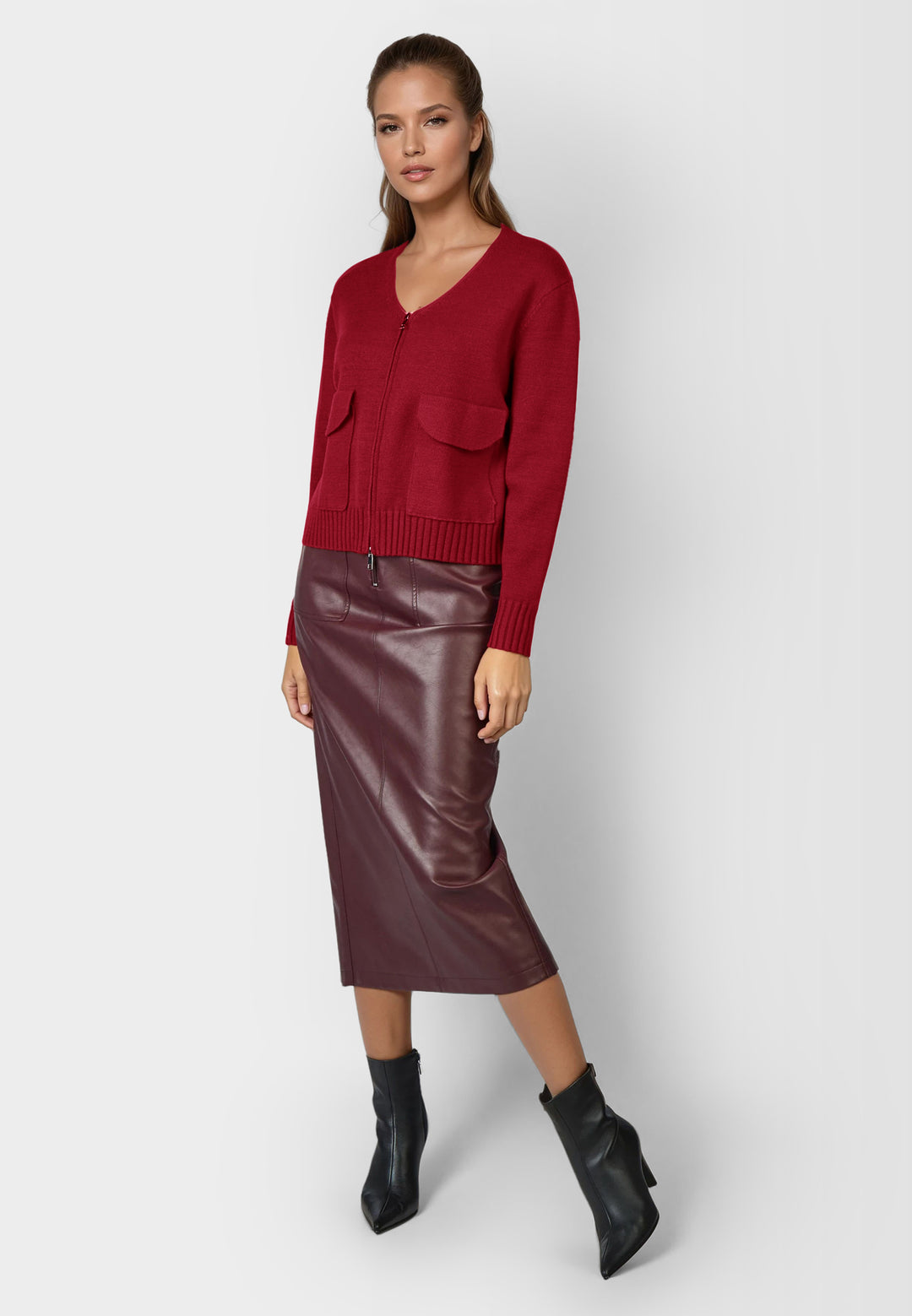 Cardigan zippé avec poches à rabat