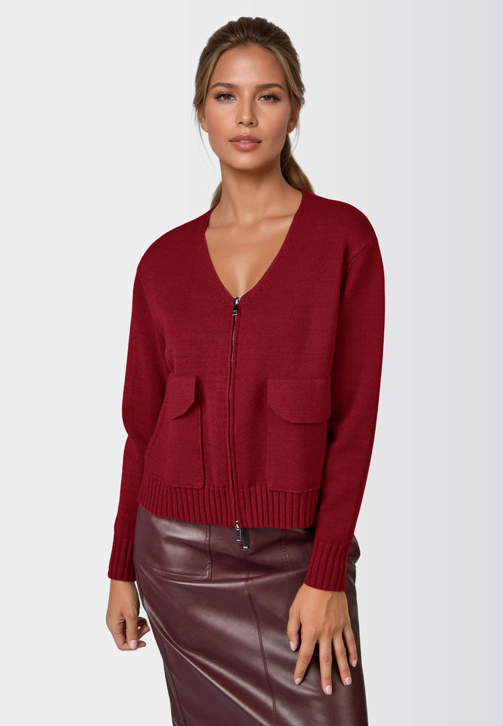 Cardigan zippé avec poches à rabat