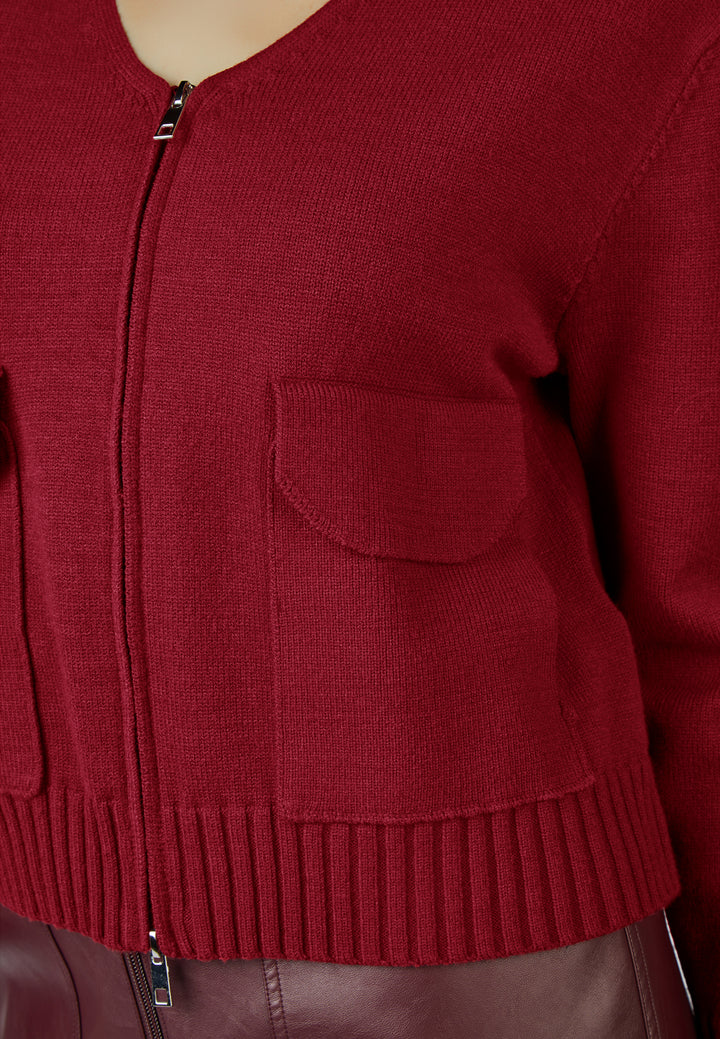 Cardigan zippé avec poches à rabat