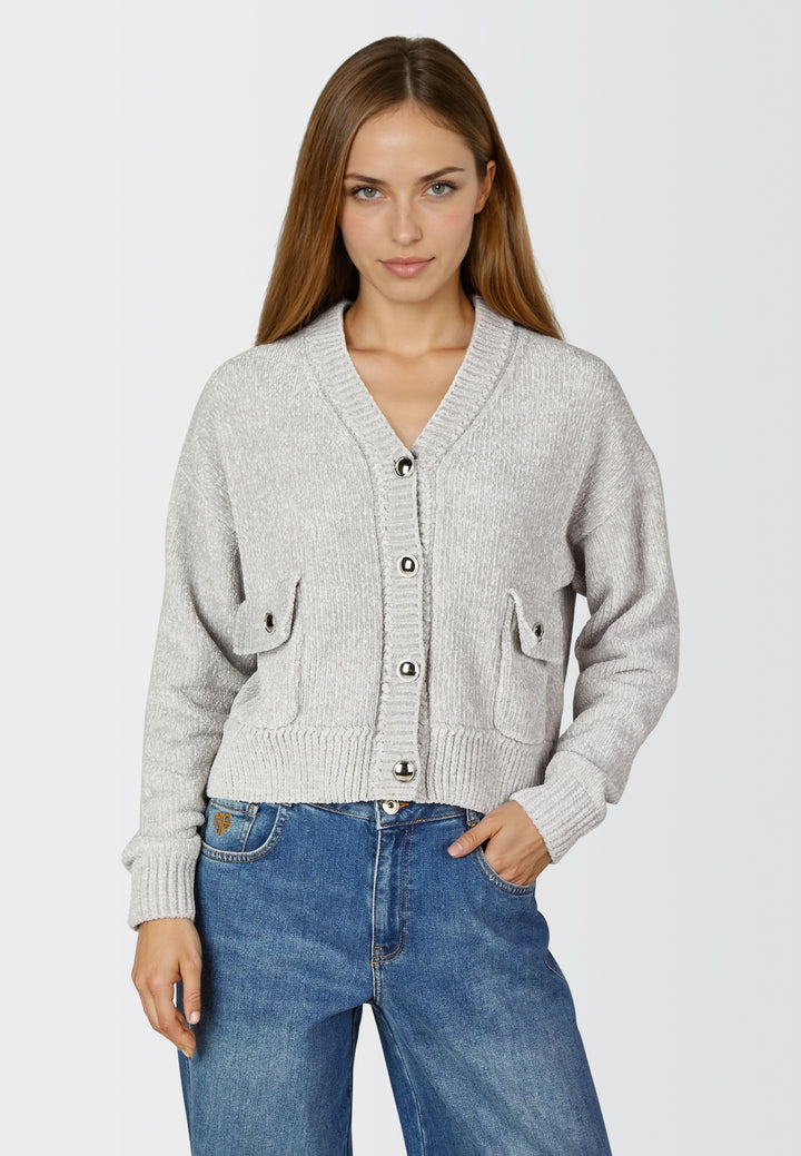 Cardigan en chenille avec poches plaquées