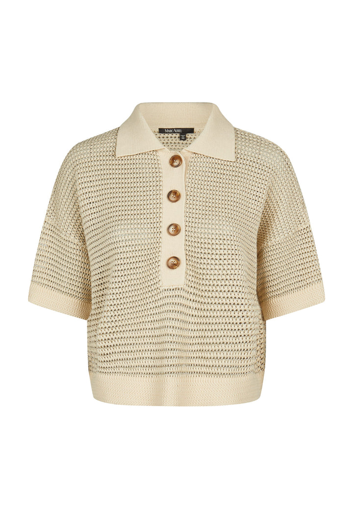 Polo en maille texturée avec fil lurex