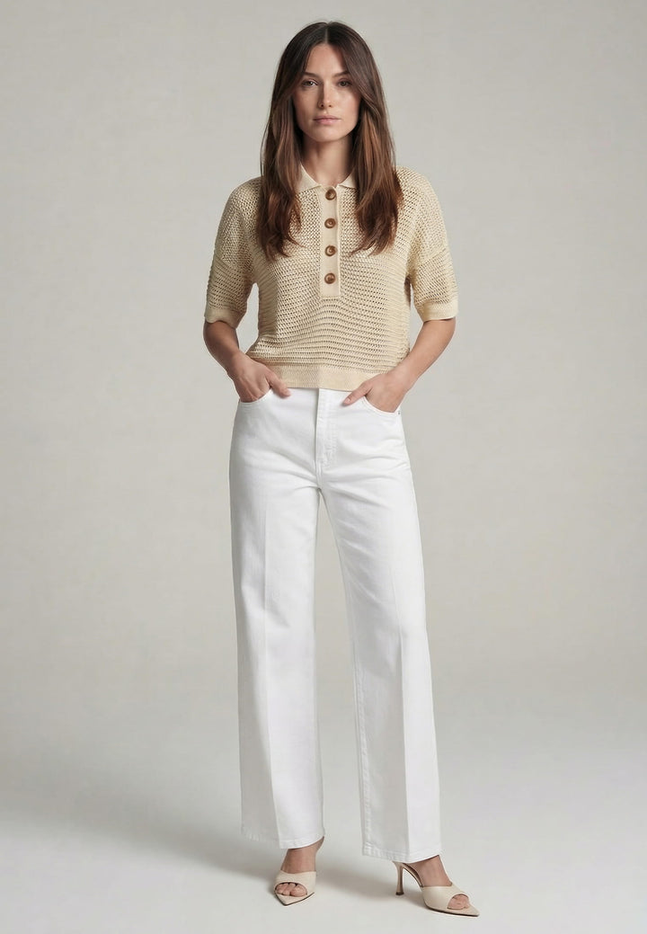 Polo en maille texturée avec fil lurex