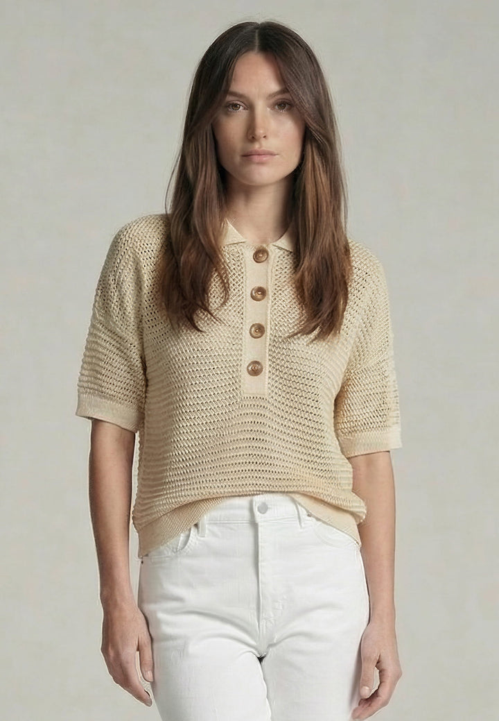 Polo en maille texturée avec fil lurex