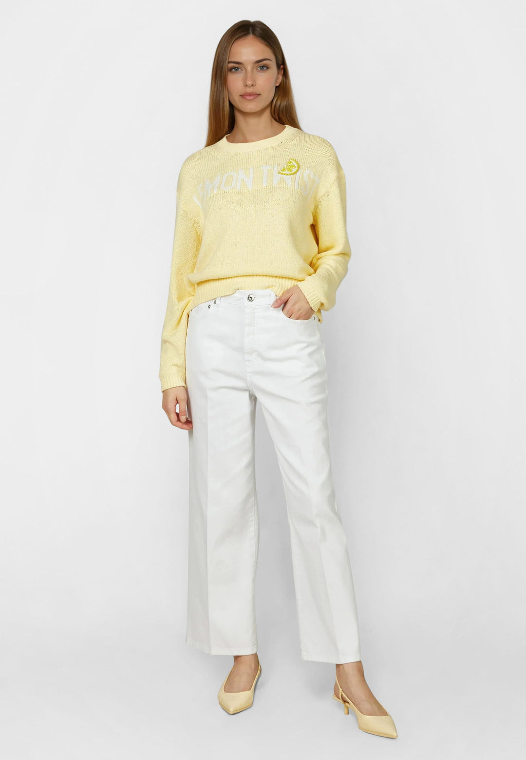 Pull en maille avec écusson citron