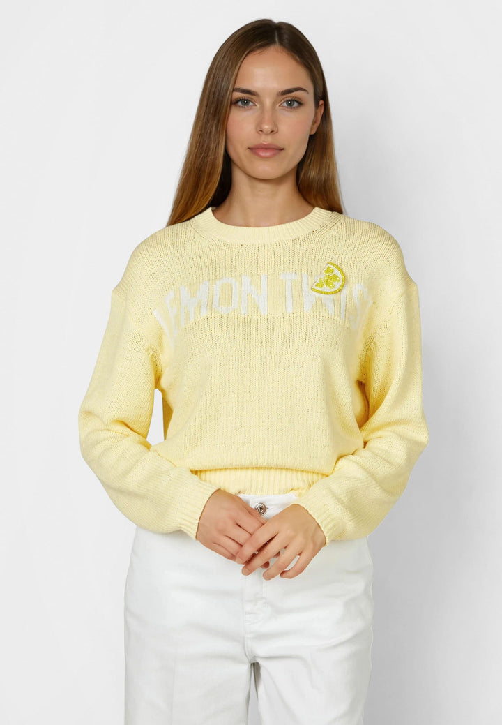 Pull en maille avec écusson citron