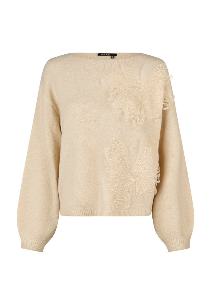 Pull à fleurs en relief et manches ballon