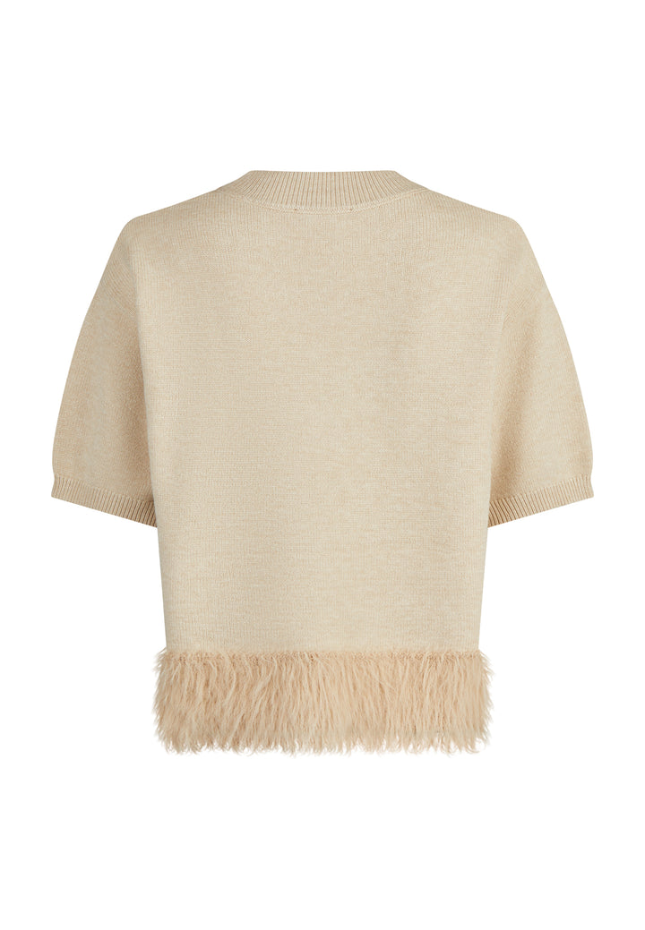 Pull à ourlet en fausse fourrure