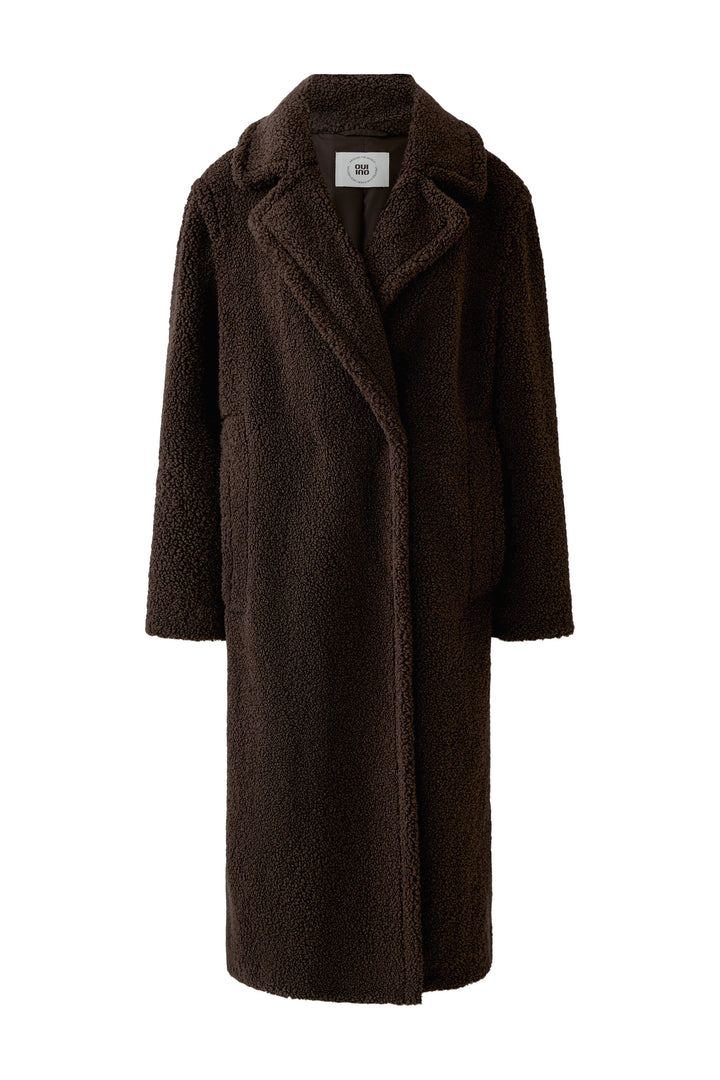 Manteau long duveteux à larges revers