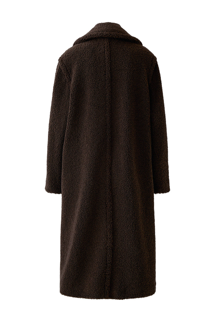 Manteau long duveteux à larges revers