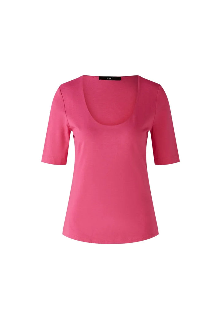 T-shirt col rond fuschia