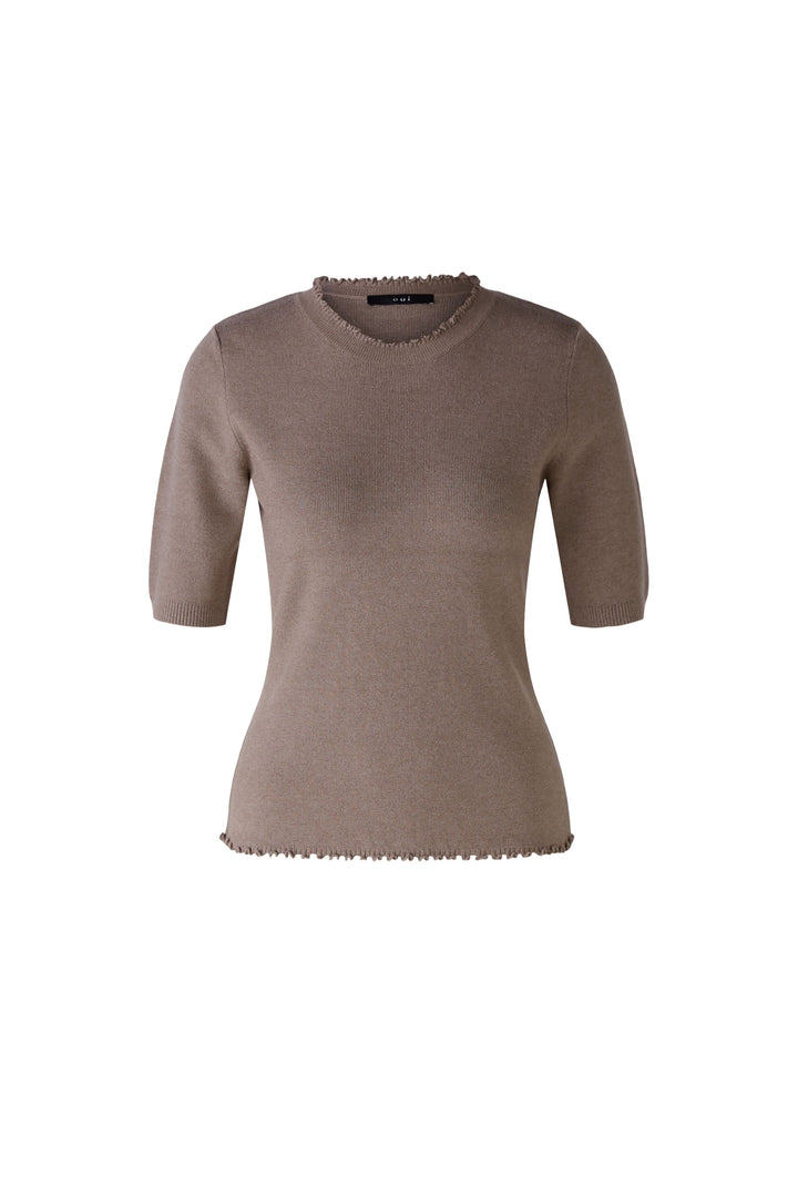 Pull féminin manches courtes à volants