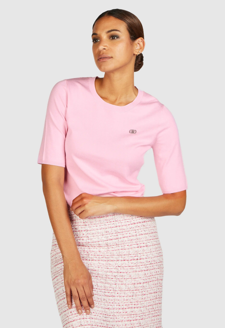 T-shirt en tricot col rond - Rose