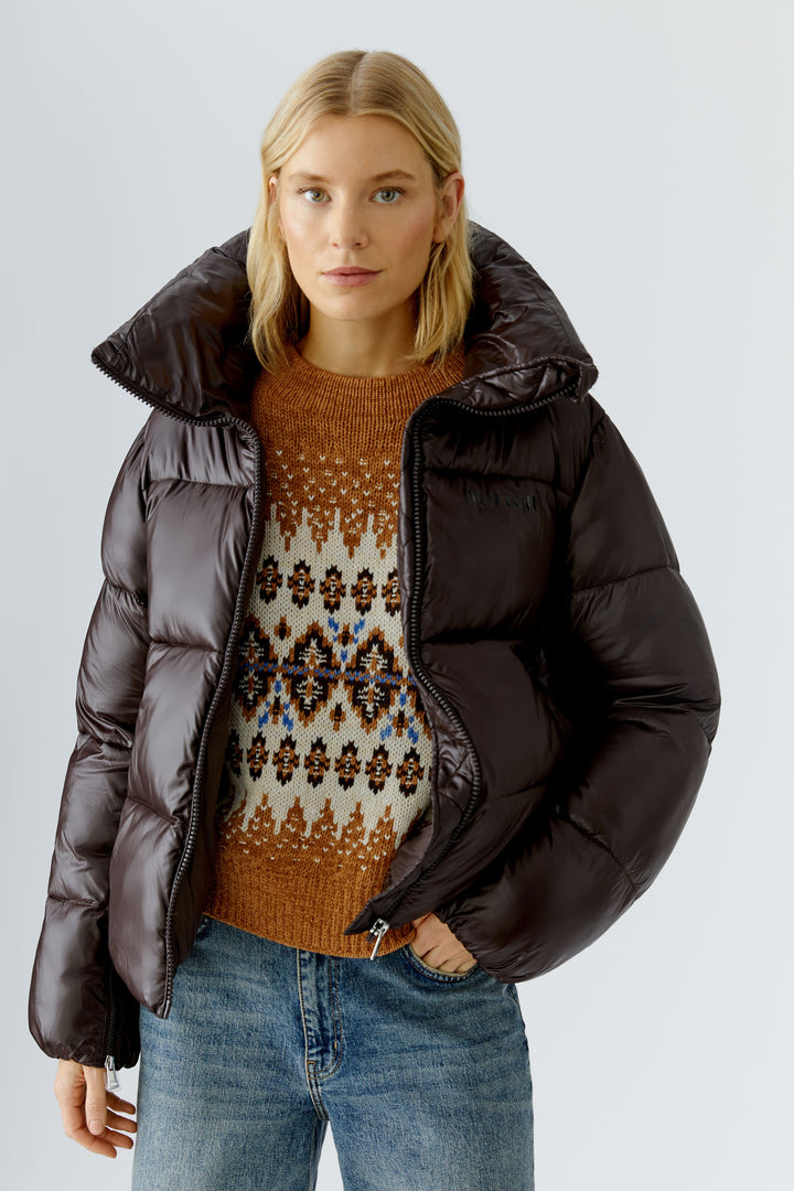 Manteau matelassé court avec col cheminée