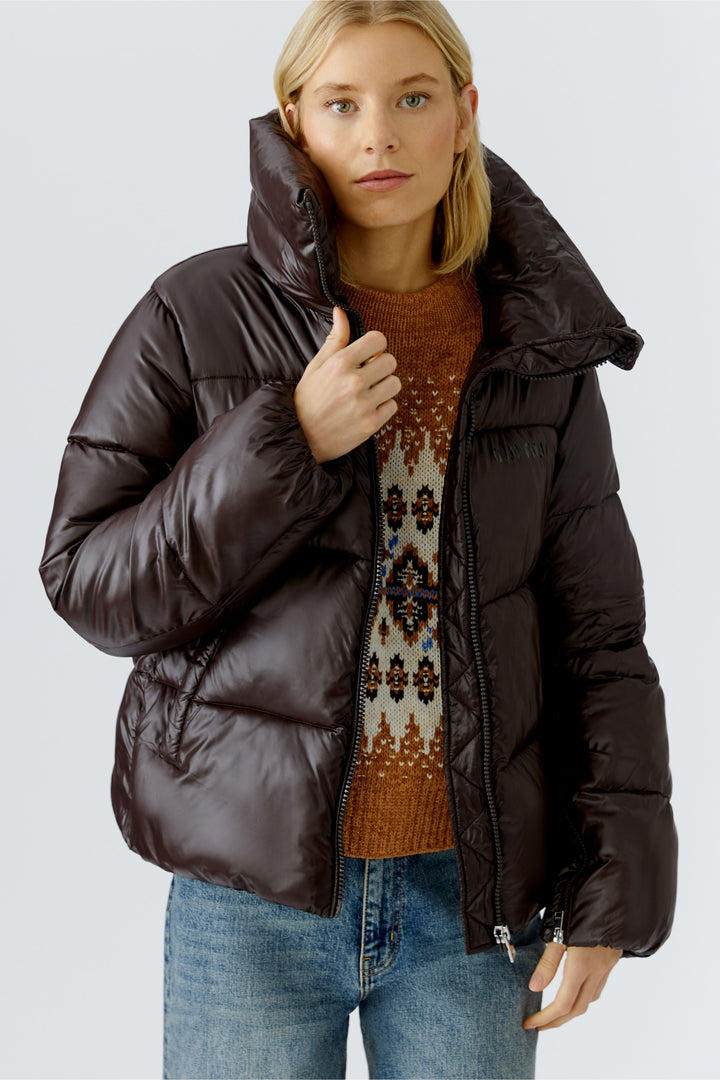 Manteau matelassé court avec col cheminée
