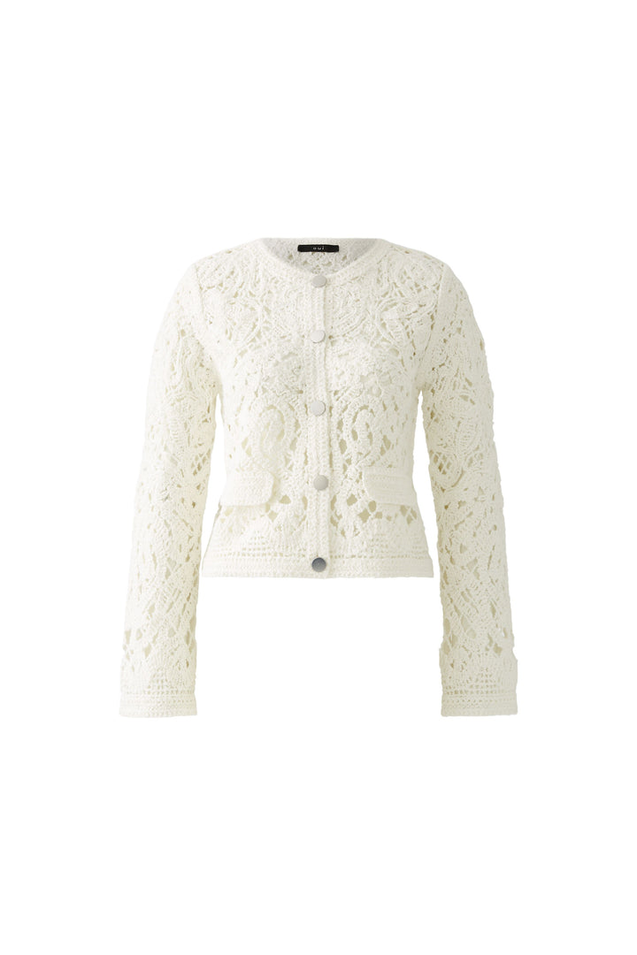 Cardigan ajouré en crochet avec boutons brossés