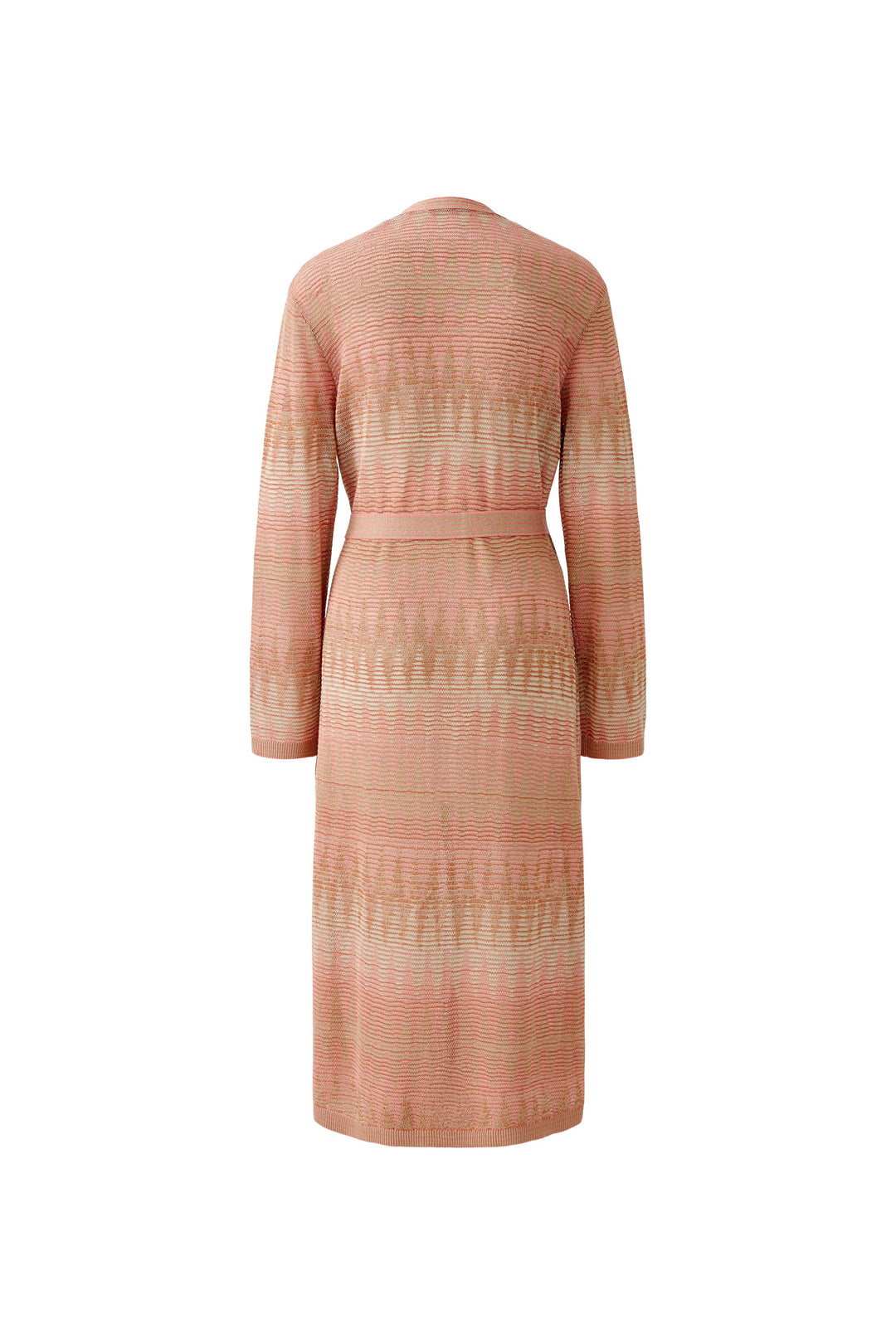Cardigan long avec motif jacquard satiné et ceinture