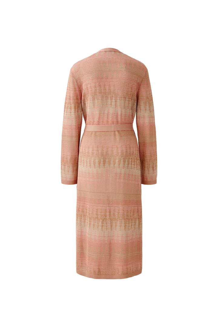Cardigan long avec motif jacquard satiné et ceinture