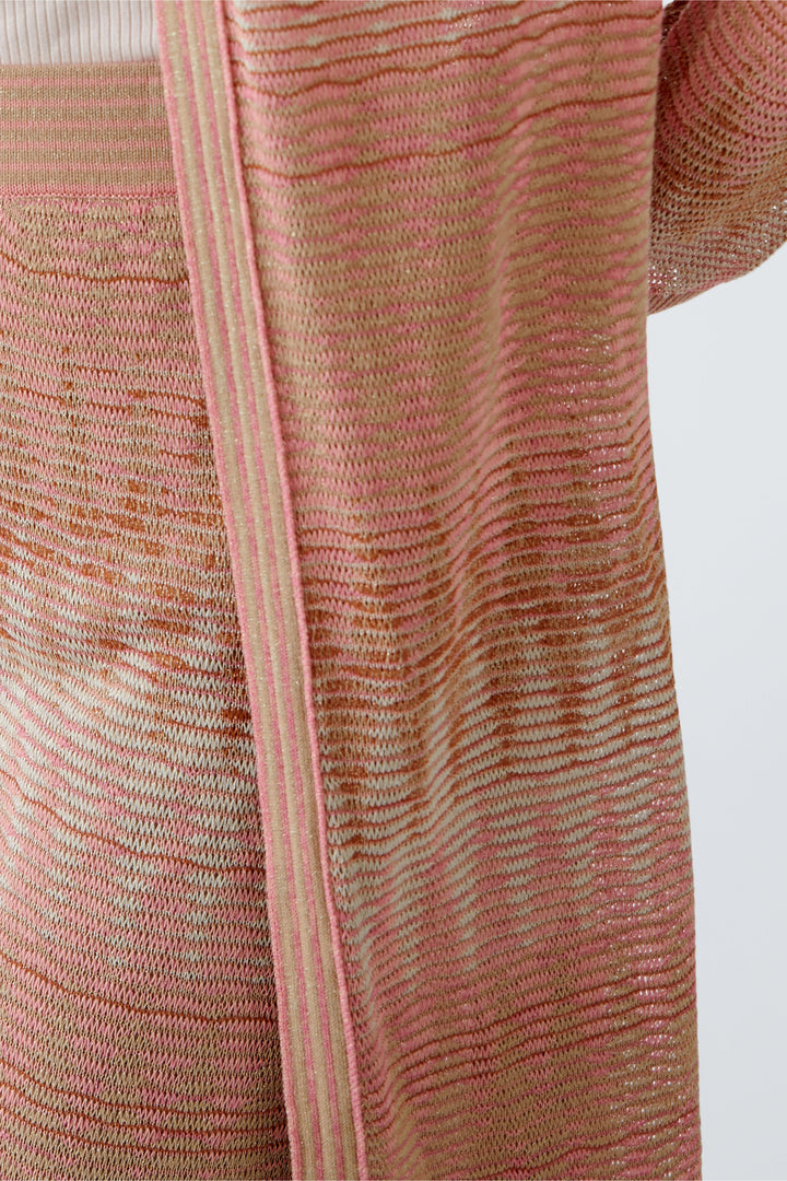 Cardigan long avec motif jacquard satiné et ceinture
