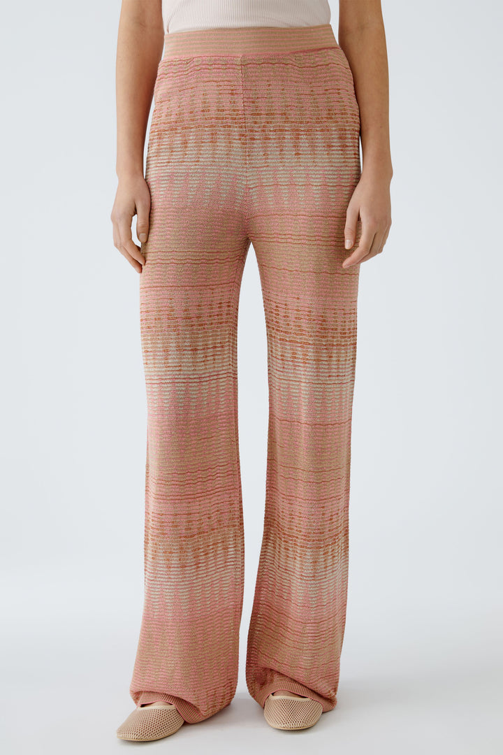 Pantalon en maille avec motif jacquard satiné