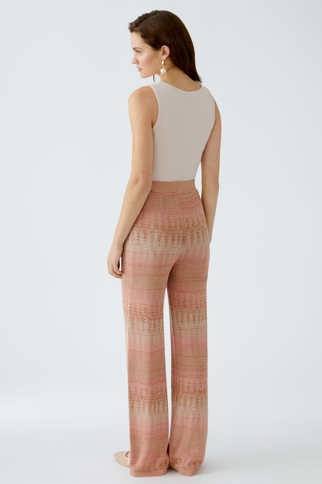 Pantalon en maille avec motif jacquard satiné