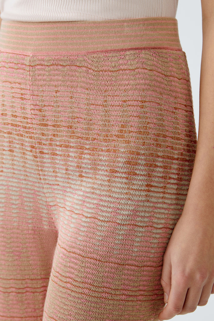 Pantalon en maille avec motif jacquard satiné