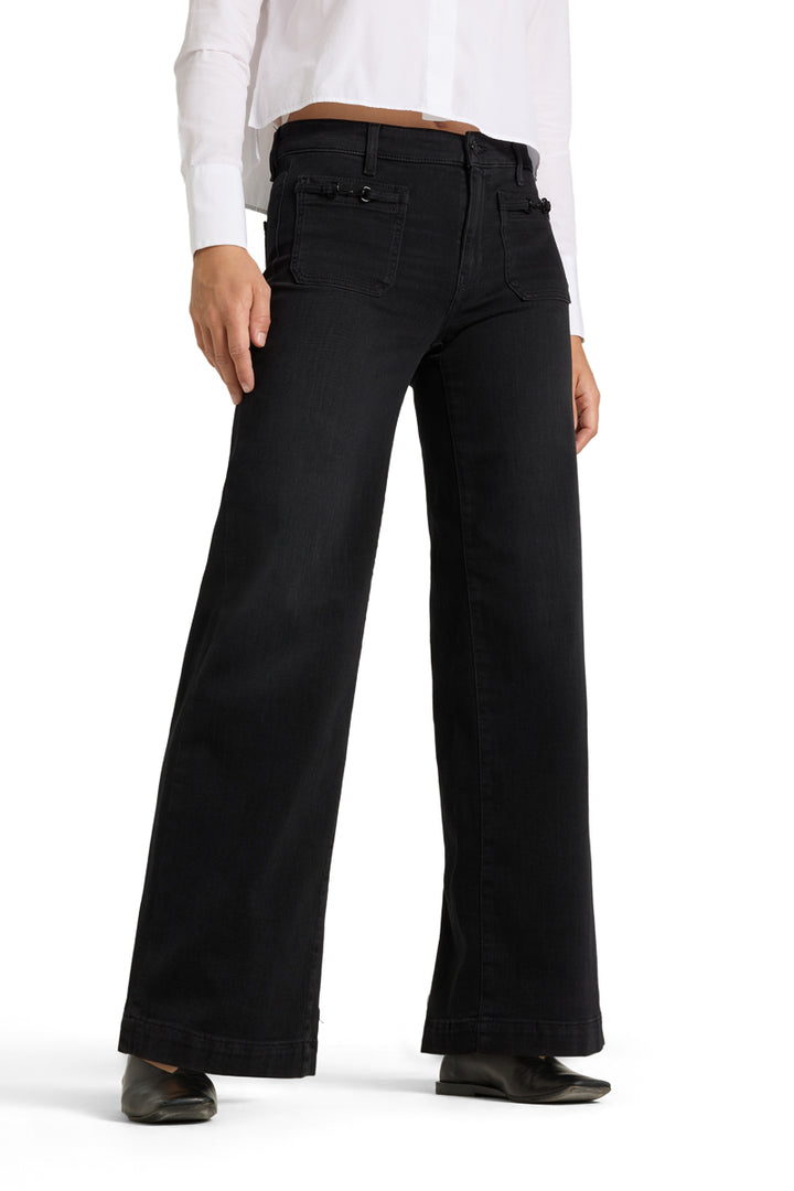 Jeans à jambes larges et poches ornées Ada