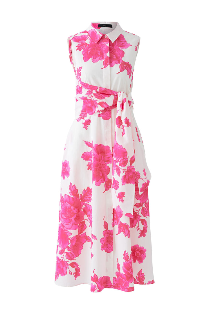 Robe chemise midi avec imprimé floral et ceinture à nouer