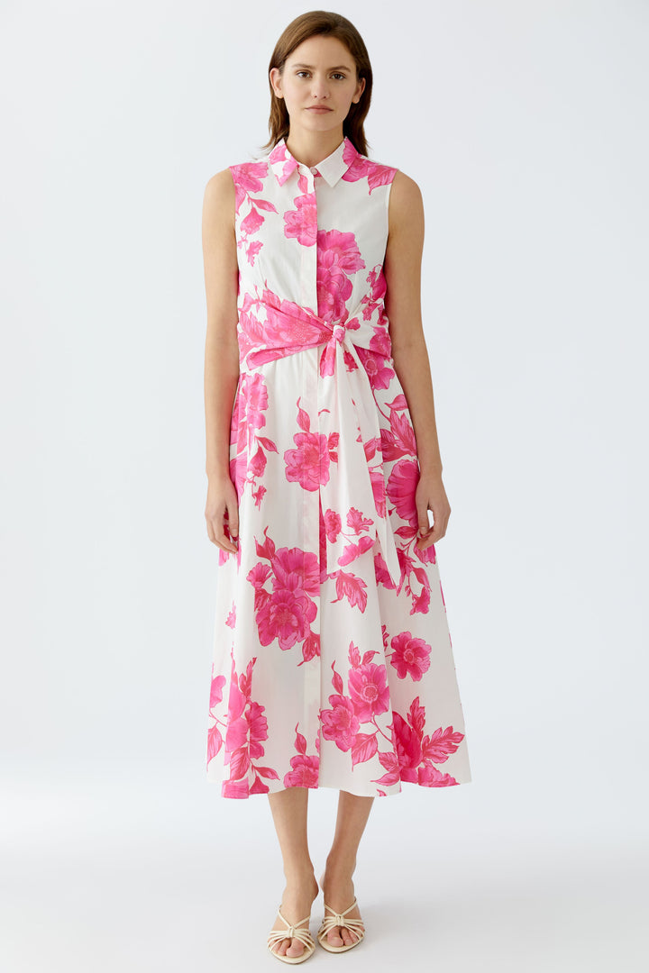 Robe chemise midi avec imprimé floral et ceinture à nouer