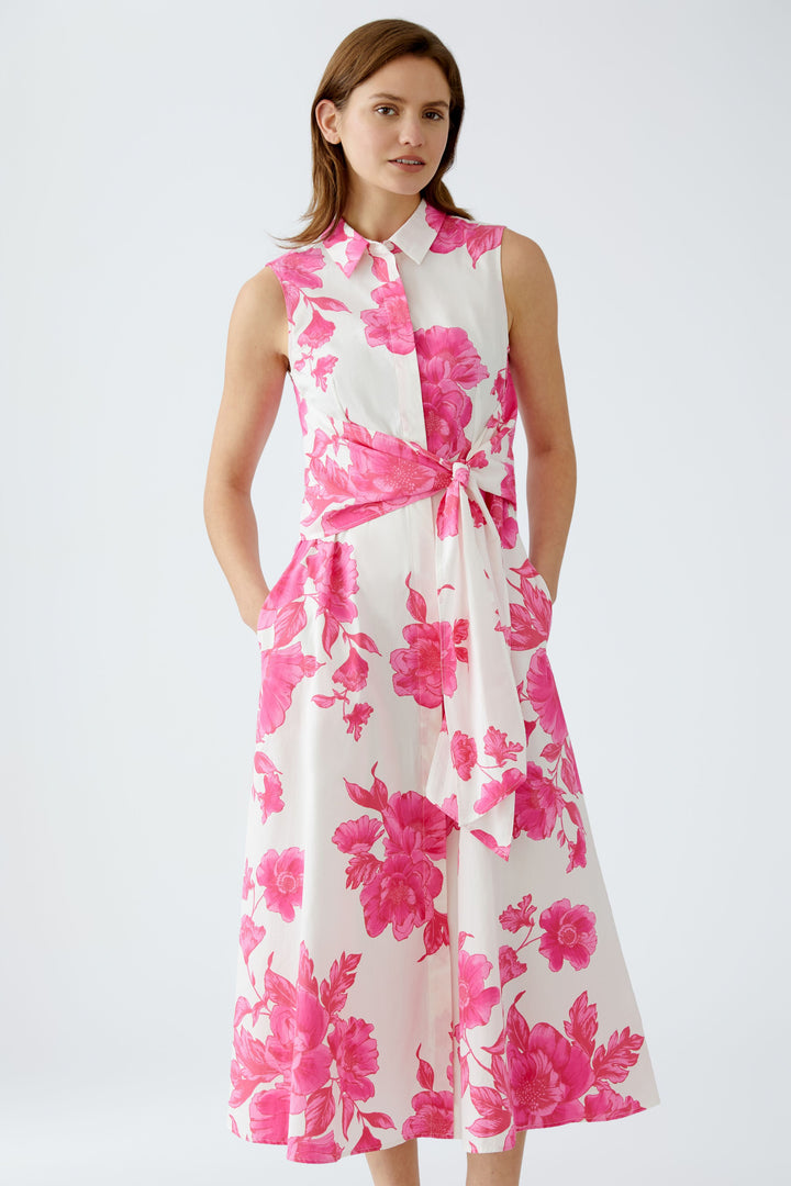 Robe chemise midi avec imprimé floral et ceinture à nouer