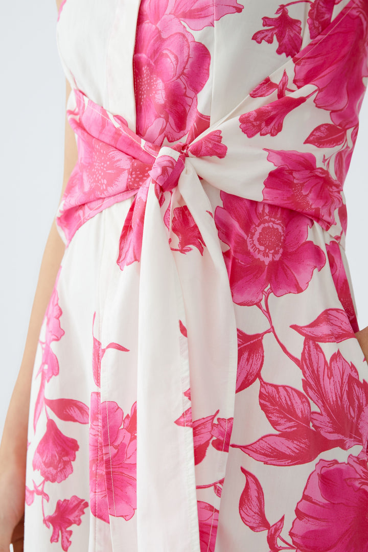 Robe chemise midi avec imprimé floral et ceinture à nouer