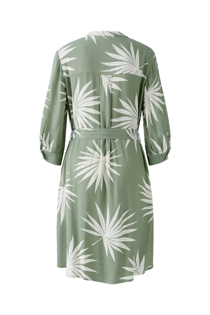 Robe midi avec imprimé feuillage et ceinture à nouer